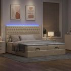 Ottoman bed 180x200 cm crèmekleurig met opbergruimte en LED
