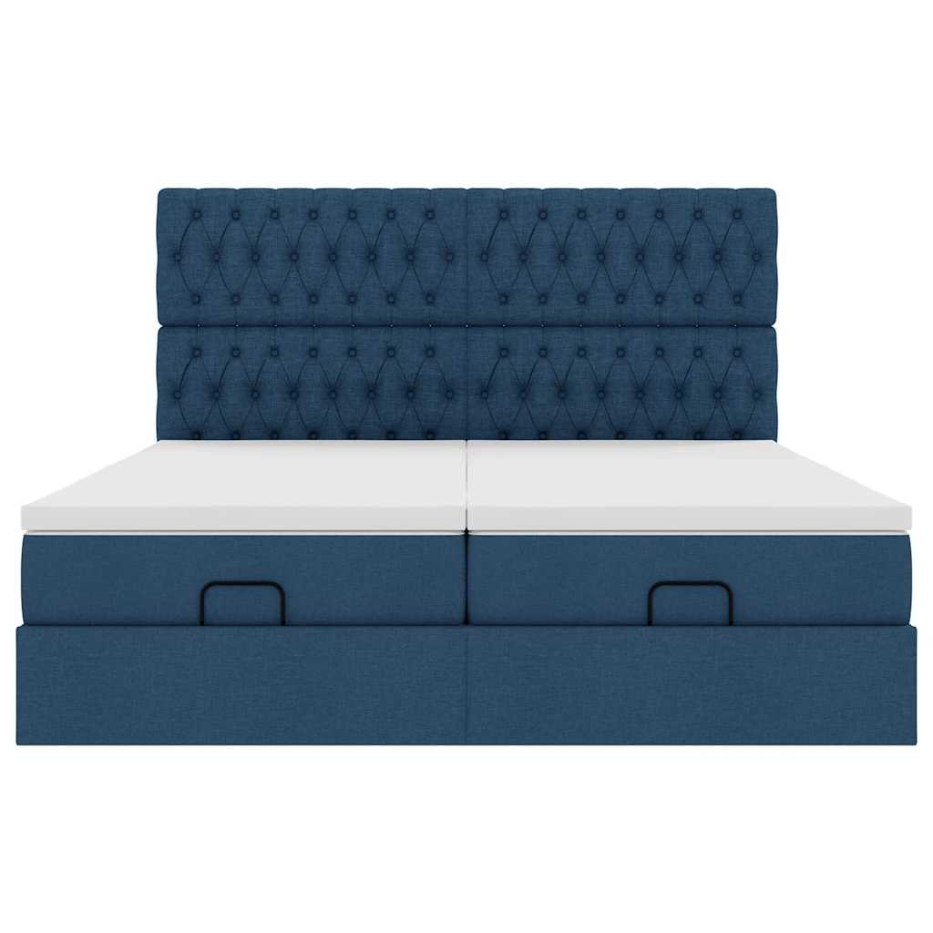 Ottoman bed met matrassen en LED's 180x200cm stof blauw