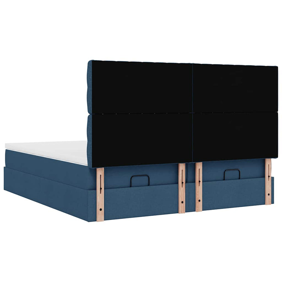 Ottoman bed met matrassen en LED's 180x200cm stof blauw