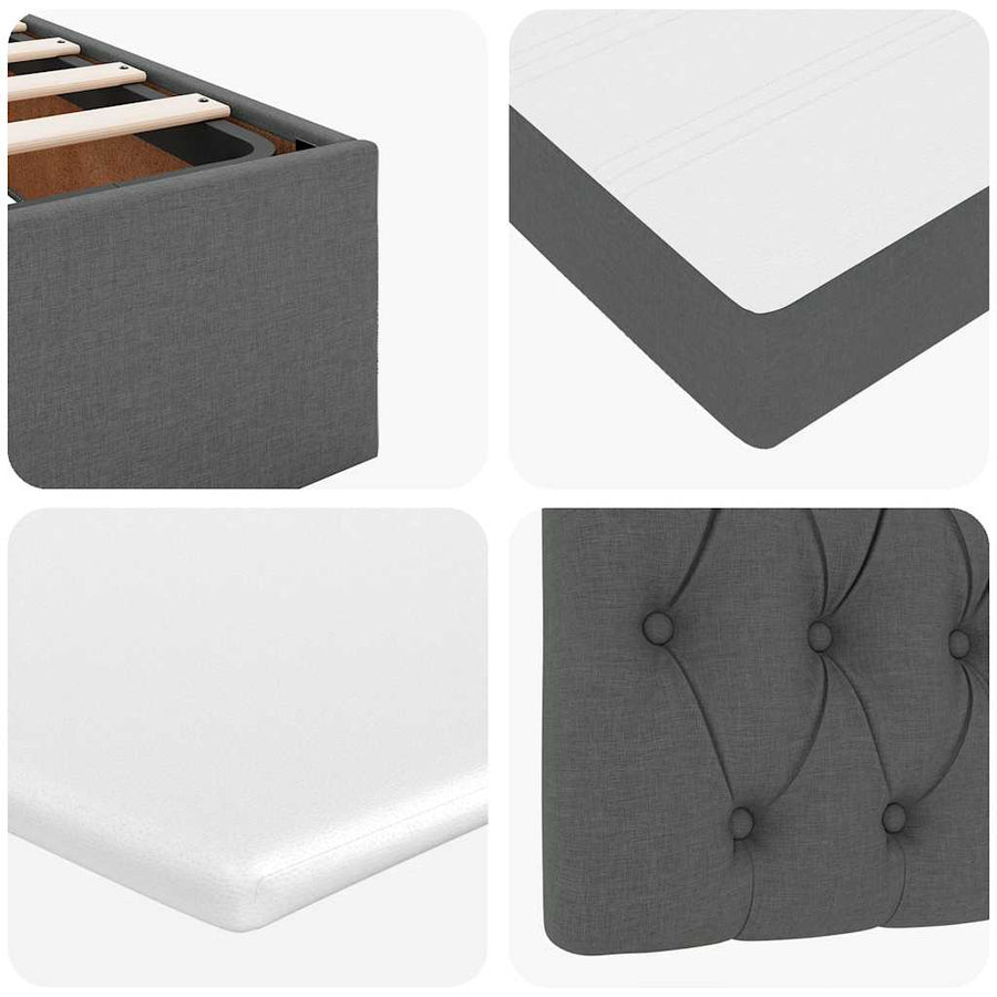 Ottoman bed met matrassen en LED's 200x200cm stof donkergrijs