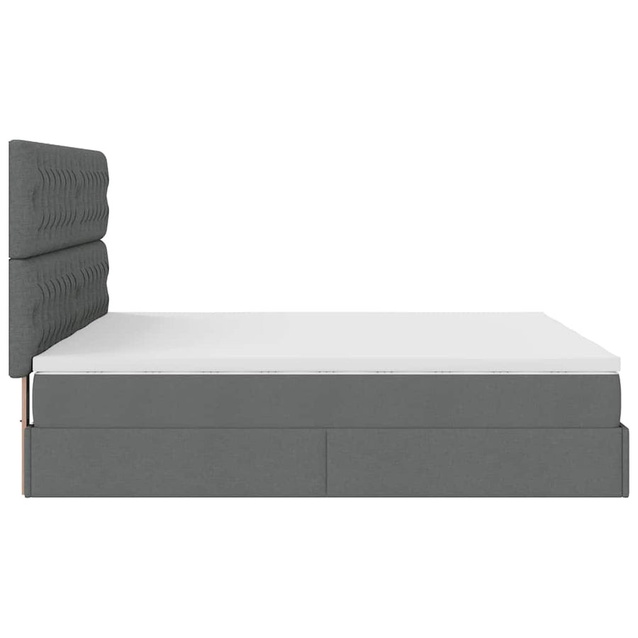 Ottoman bed met matrassen en LED's 200x200cm stof donkergrijs