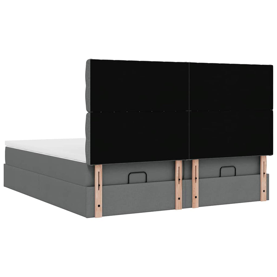 Ottoman bed met matrassen en LED's 200x200cm stof donkergrijs