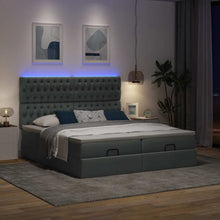 Ottoman bed met matrassen en LED's 200x200cm stof donkergrijs