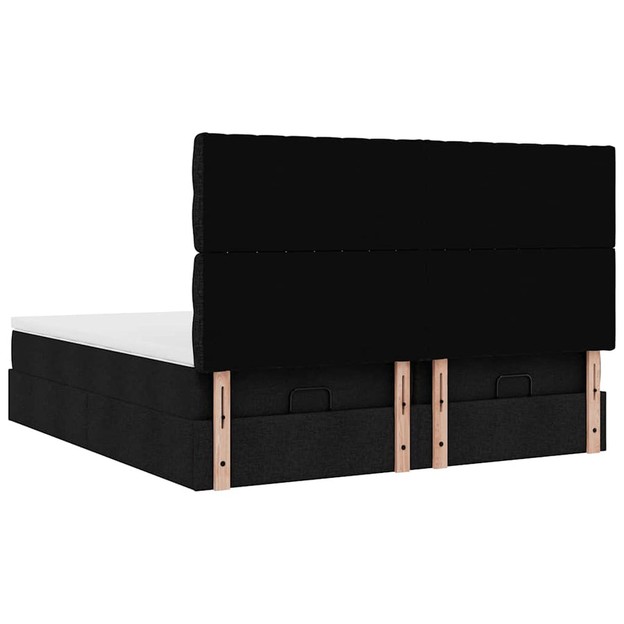 Ottoman bed met matrassen en LED's 200x200cm stof zwart