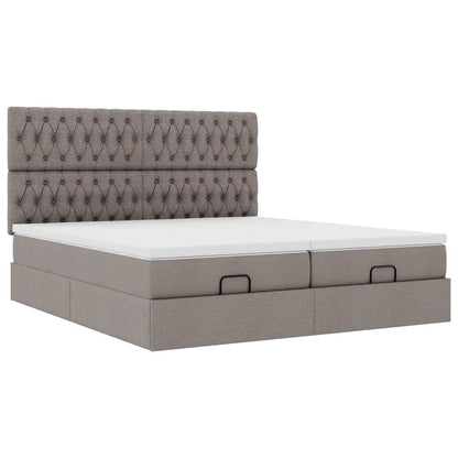 Ottoman bed met matrassen en LED's 200x200cm stof taupe