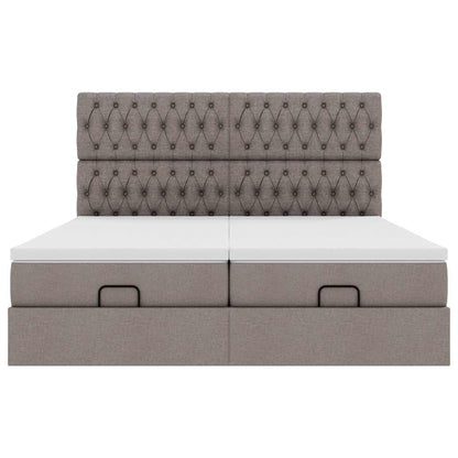 Ottoman bed met matrassen en LED's 200x200cm stof taupe