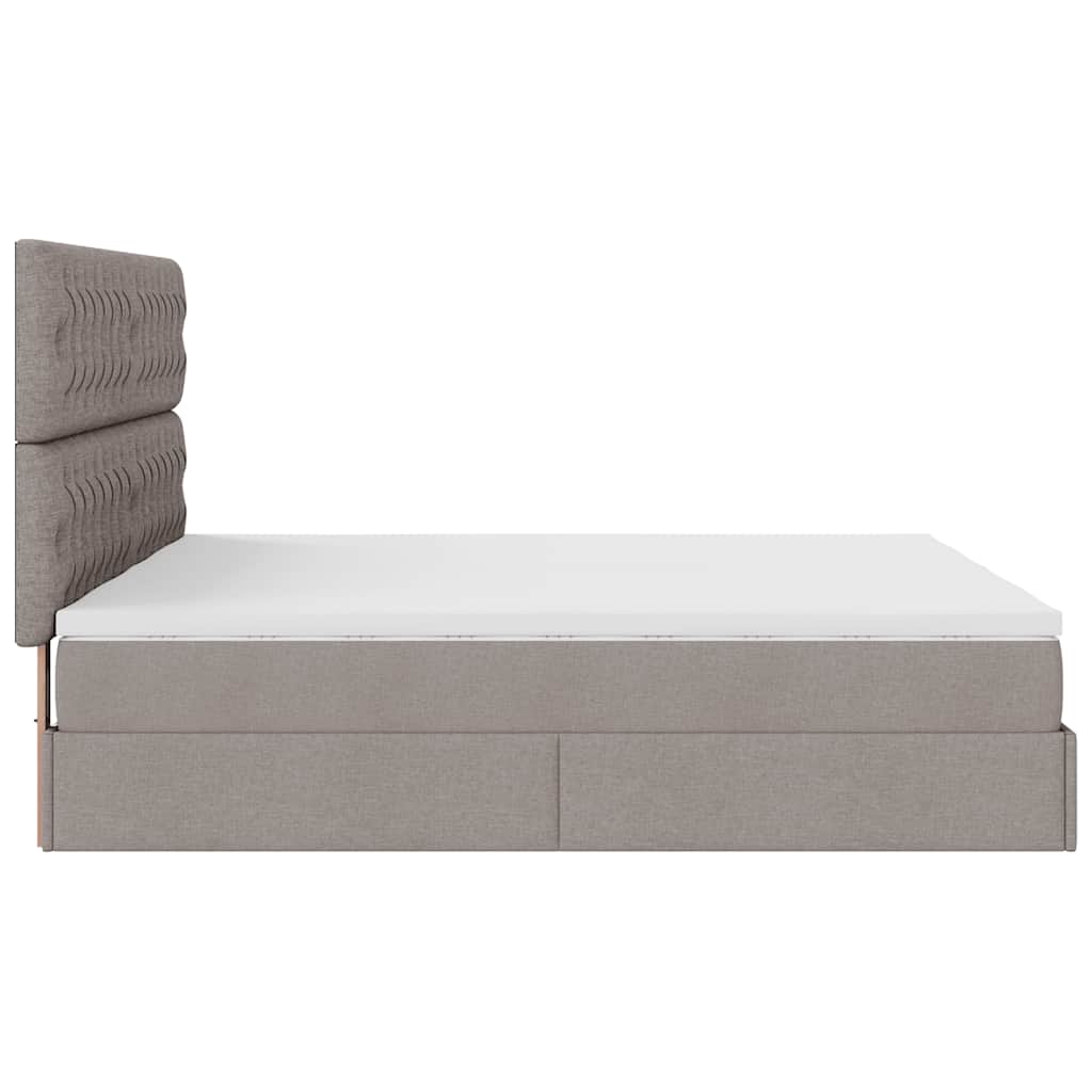 Ottoman bed met matrassen en LED's 200x200cm stof taupe