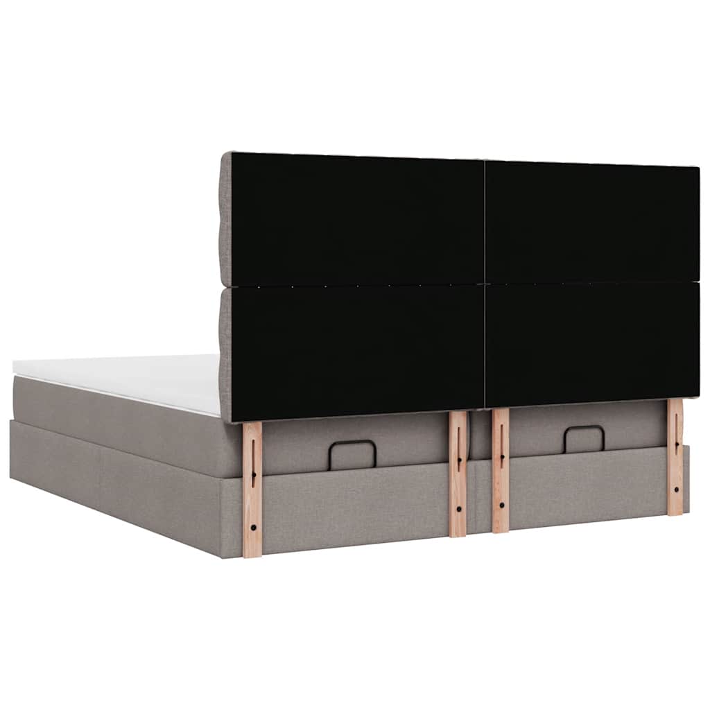 Ottoman bed met matrassen en LED's 200x200cm stof taupe