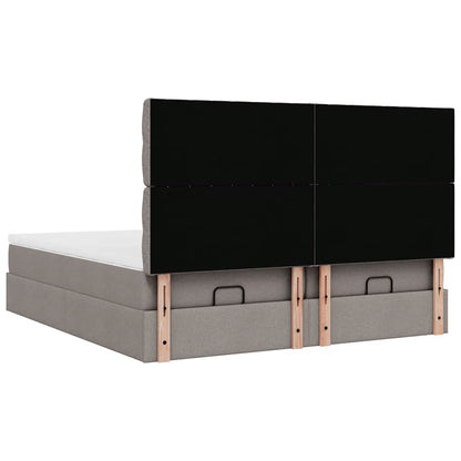 Ottoman bed met matrassen en LED's 200x200cm stof taupe