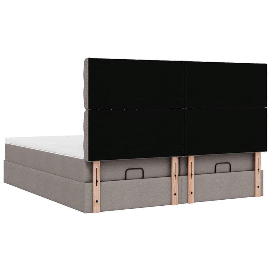 Ottoman bed met matrassen en LED's 200x200cm stof taupe