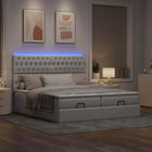 Ottomaans bed 200x200 cm stof taupe met opbergruimte en LED