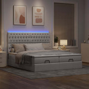 Ottomaans bed 200x200 cm stof taupe met opbergruimte en LED