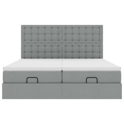 Ottoman bed met matrassen en LED's 160x200cm stof lichtgrijs
