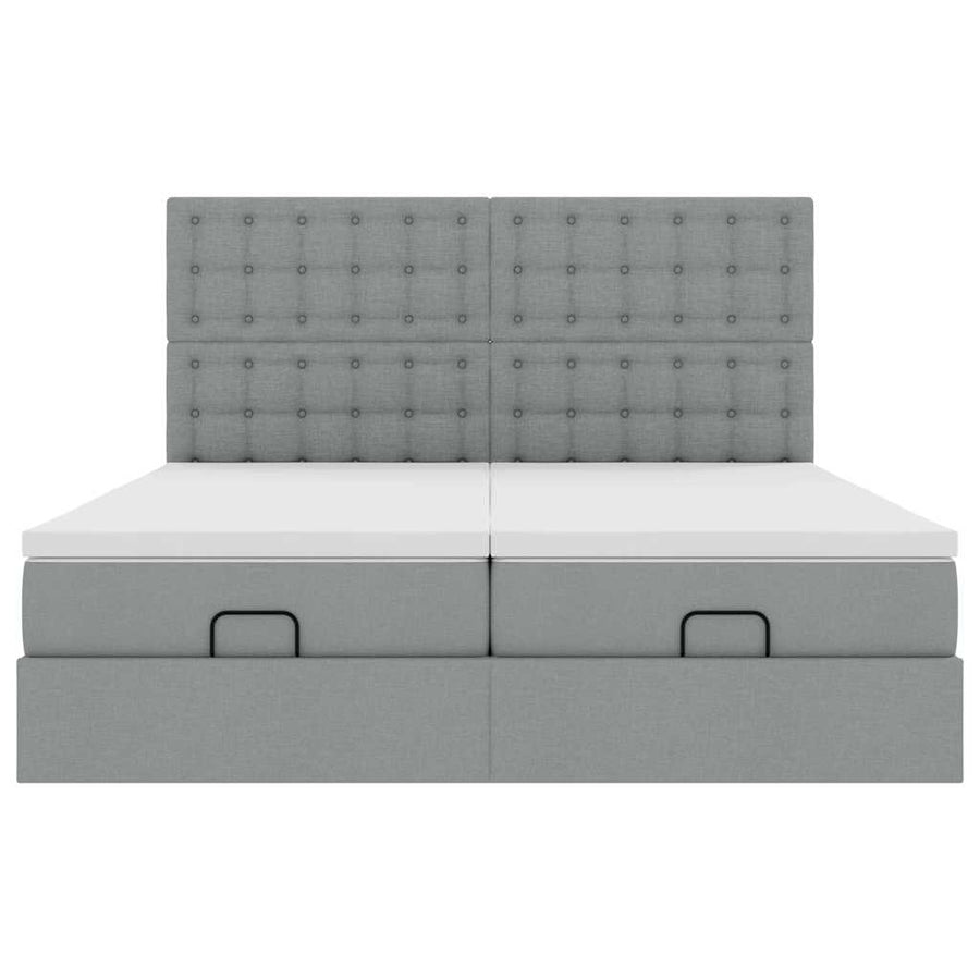 Ottoman bed met matrassen en LED's 160x200cm stof lichtgrijs