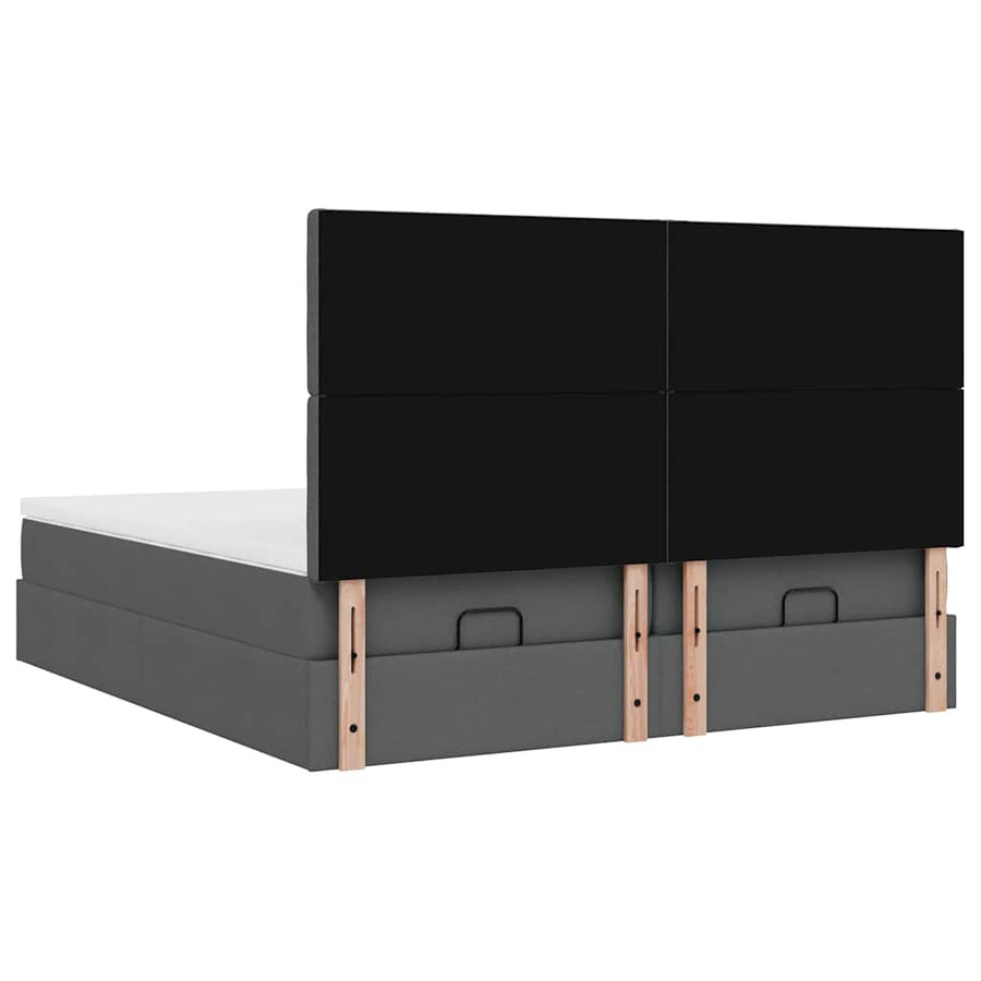 Ottoman bed met matrassen en LED's 160x200cm stof donkergrijs