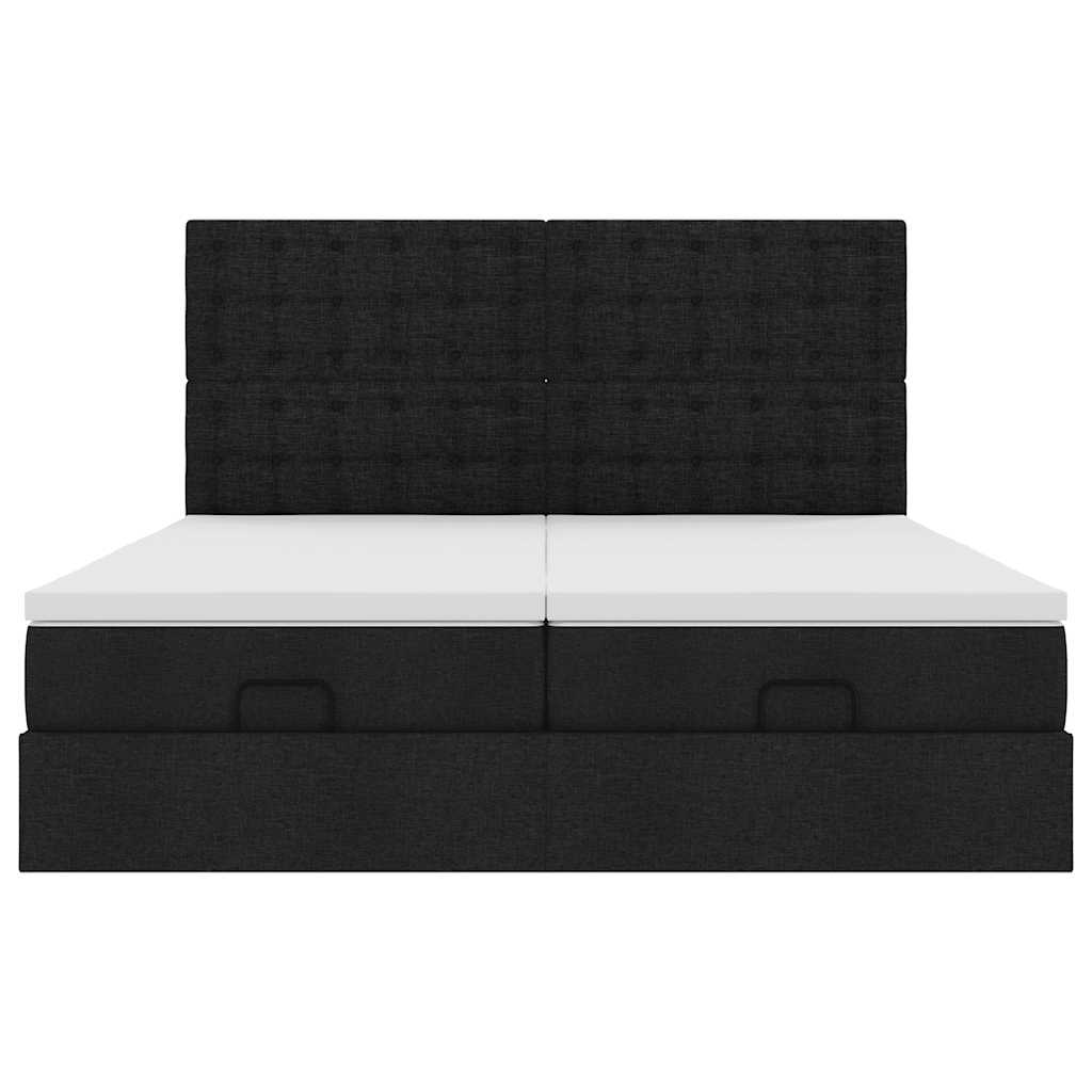 Ottoman bed met matrassen en LED's 160x200cm stof zwart