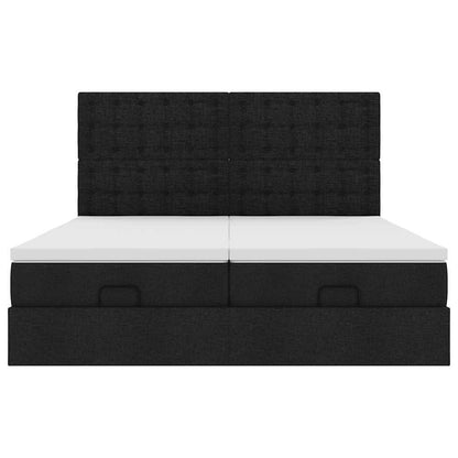 Ottoman bed met matrassen en LED's 160x200cm stof zwart