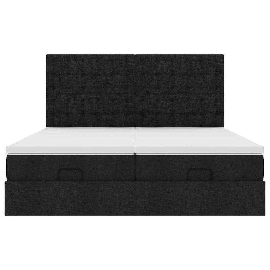 Ottoman bed met matrassen en LED's 160x200cm stof zwart