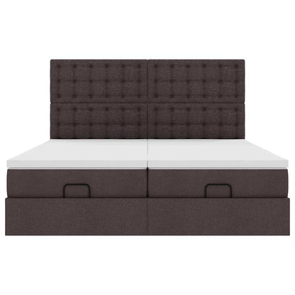 Ottoman bed met matrassen en LED's 160x200cm stof donkerbruin