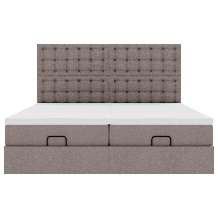 Ottoman bed met matrassen en LED's 160x200cm stof taupe