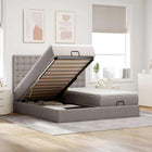 Ottomaans bed 160x200 cm taupe met matrassen en LED