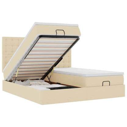 Ottoman bed met matrassen en LED's 160x200cm stof crèmekleurig