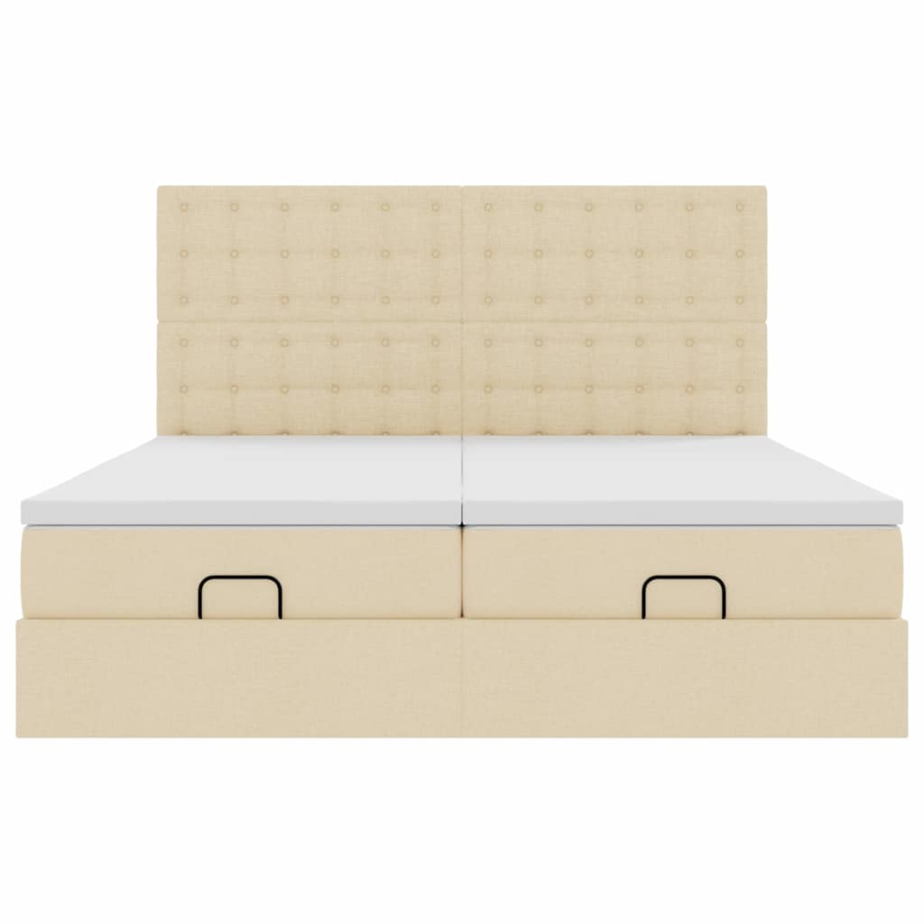 Ottoman bed met matrassen en LED's 160x200cm stof crèmekleurig