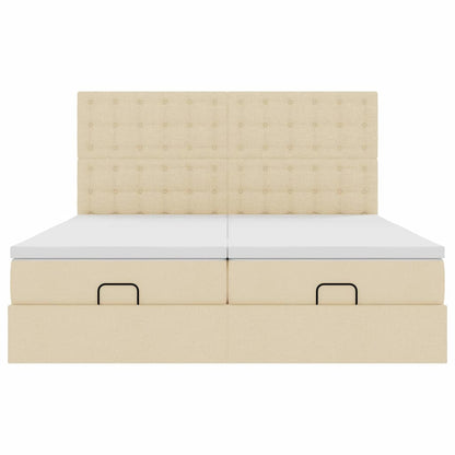 Ottoman bed met matrassen en LED's 160x200cm stof crèmekleurig