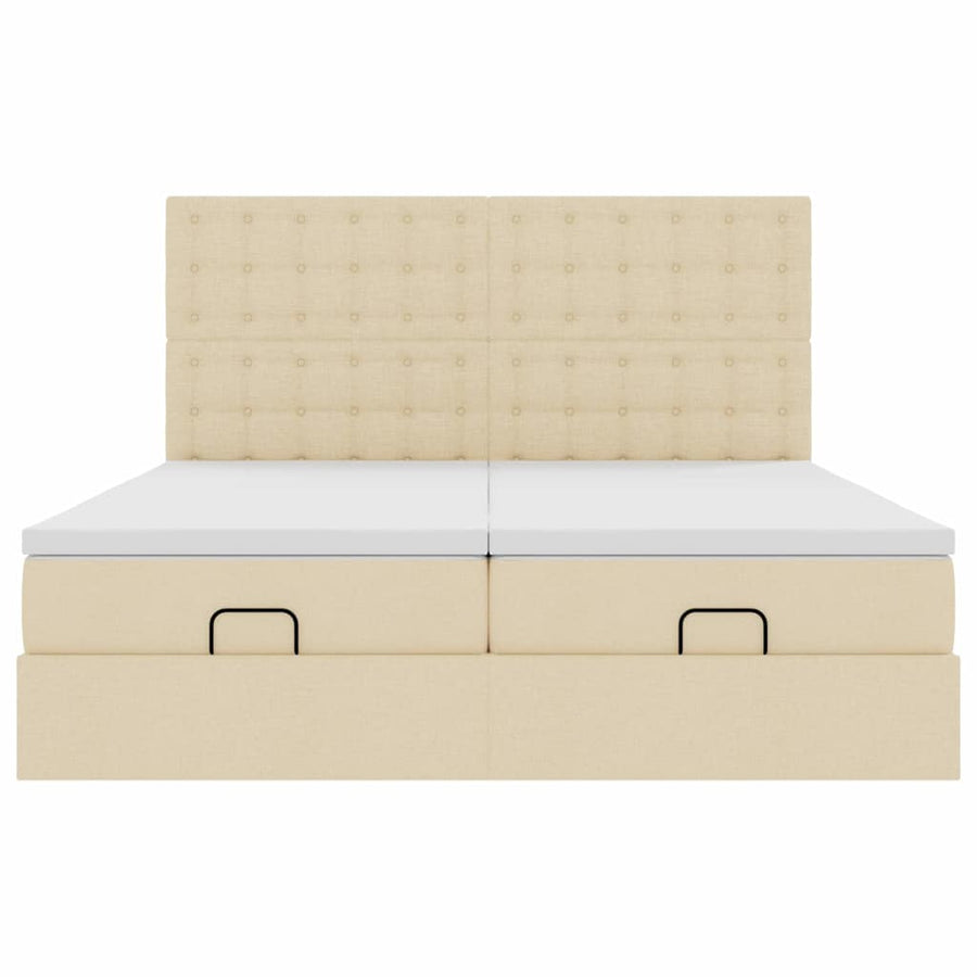 Ottoman bed met matrassen en LED's 160x200cm stof crèmekleurig