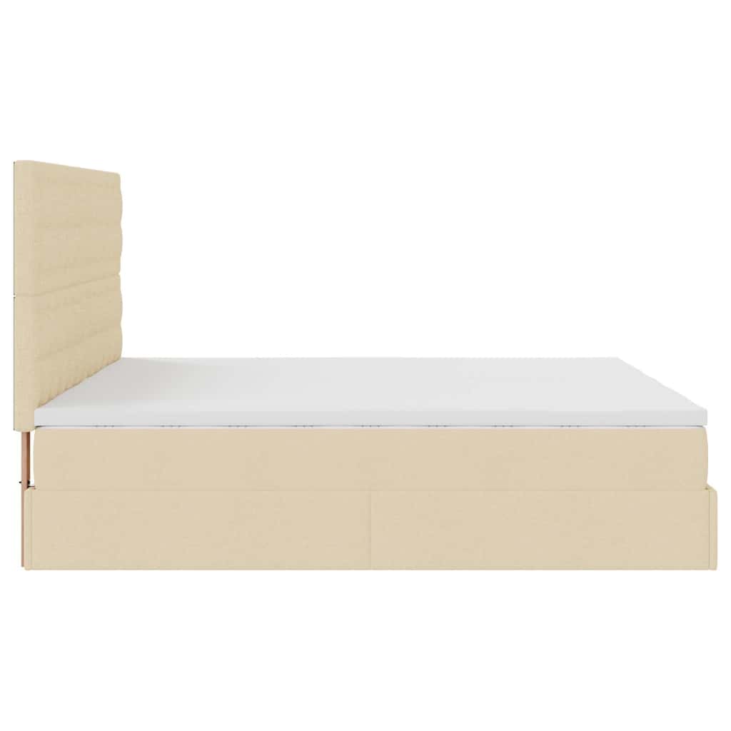 Ottoman bed met matrassen en LED's 160x200cm stof crèmekleurig