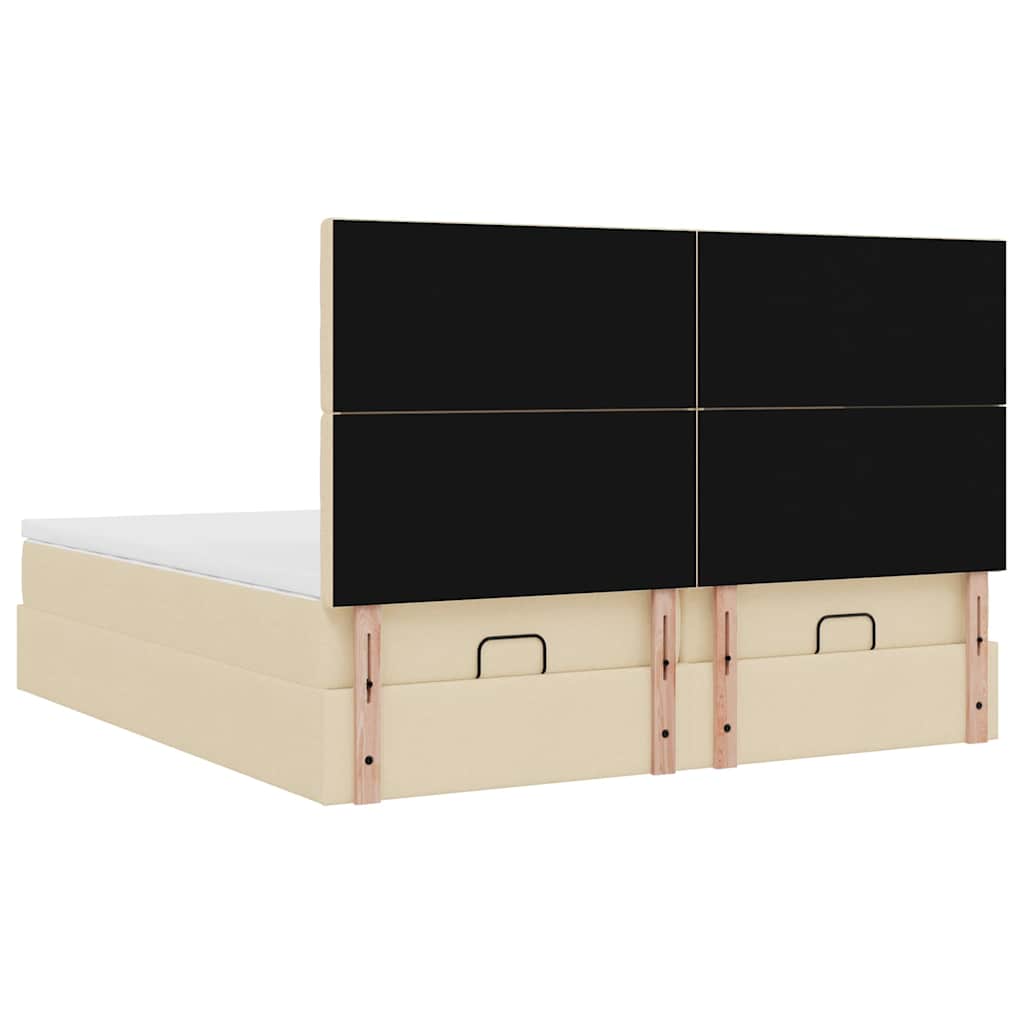 Ottoman bed met matrassen en LED's 160x200cm stof crèmekleurig
