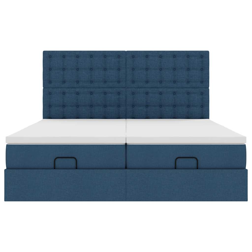 Ottoman bed met matrassen en LED's 160x200cm stof blauw