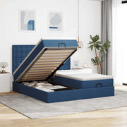 Ottoman bed 160x200 cm stof blauw met opbergruimte