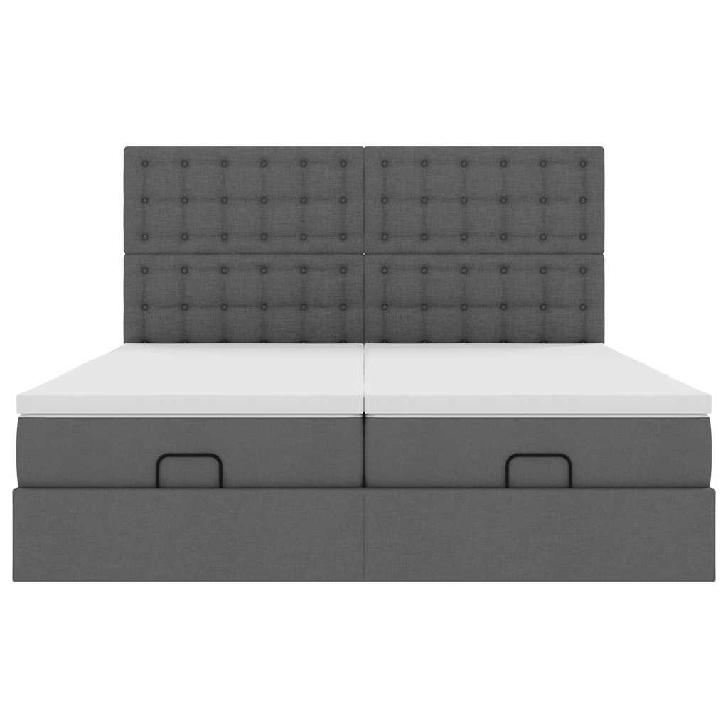 Ottoman bed met matrassen en LED's 180x200cm stof donkergrijs