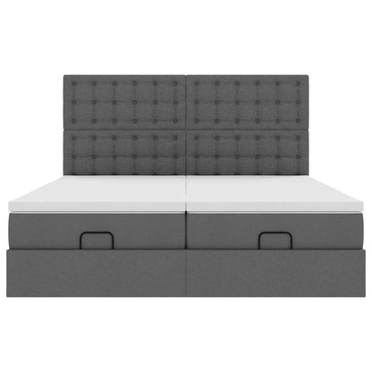 Ottoman bed met matrassen en LED's 180x200cm stof donkergrijs