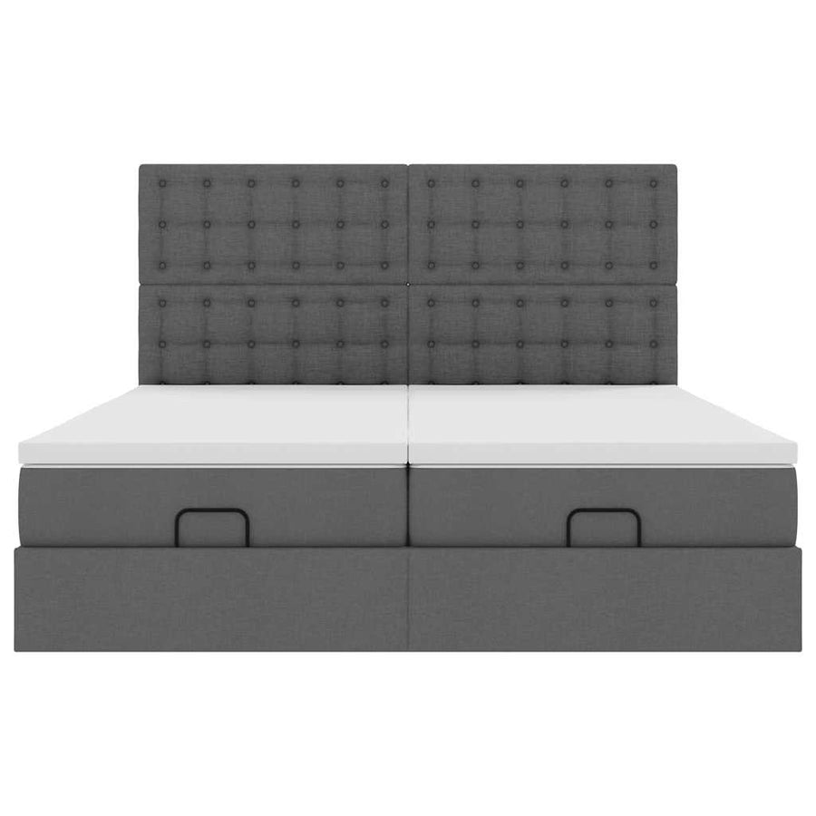 Ottoman bed met matrassen en LED's 180x200cm stof donkergrijs
