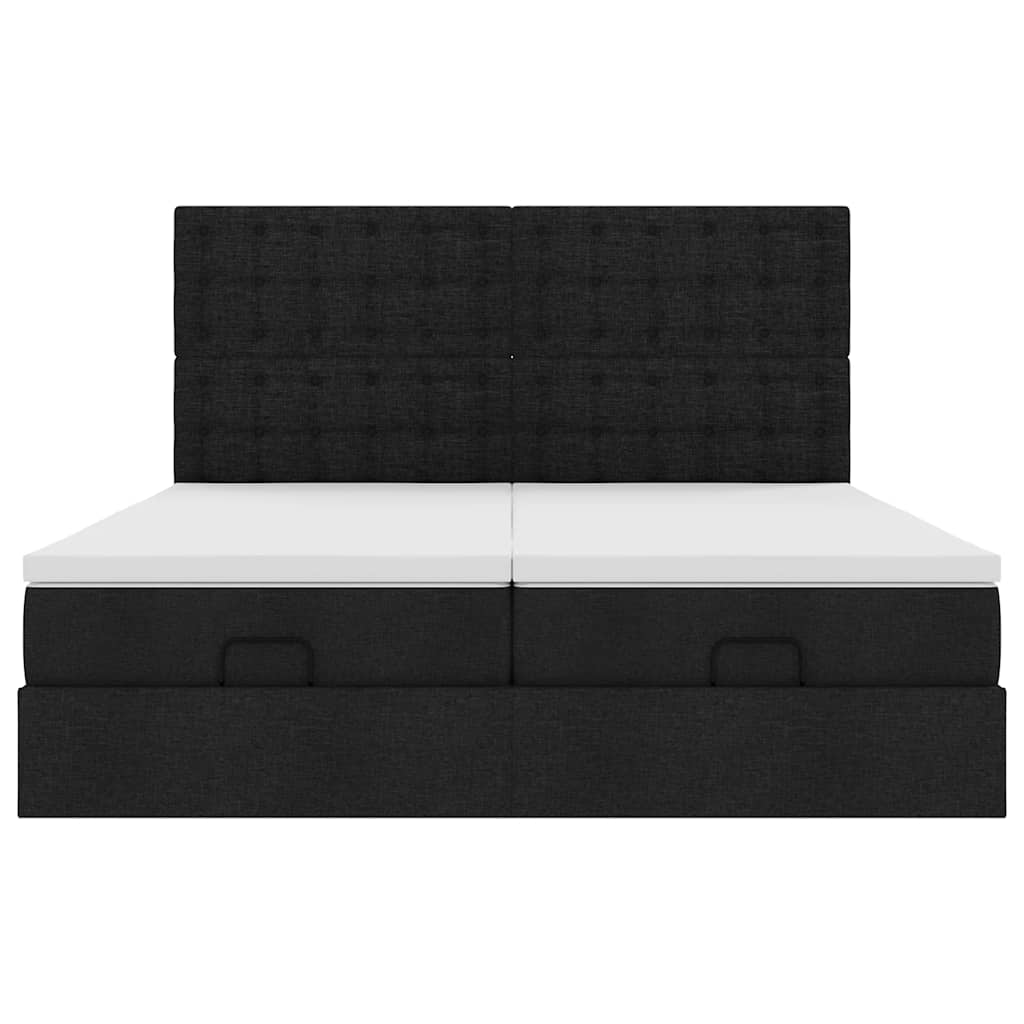 Ottoman bed met matrassen en LED's 180x200cm stof zwart
