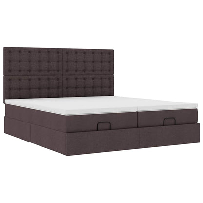 Ottoman bed met matrassen en LED's 180x200cm stof donkerbruin