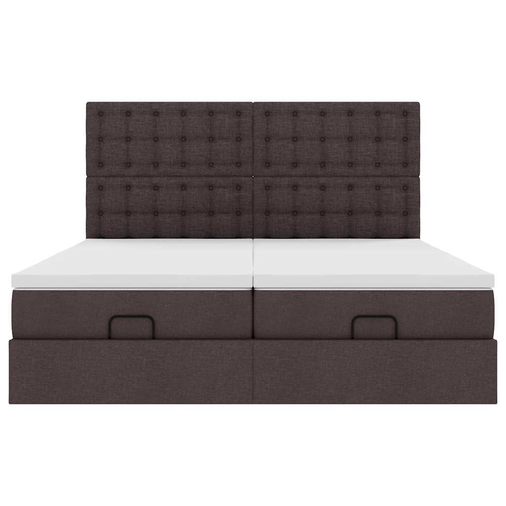 Ottoman bed met matrassen en LED's 180x200cm stof donkerbruin