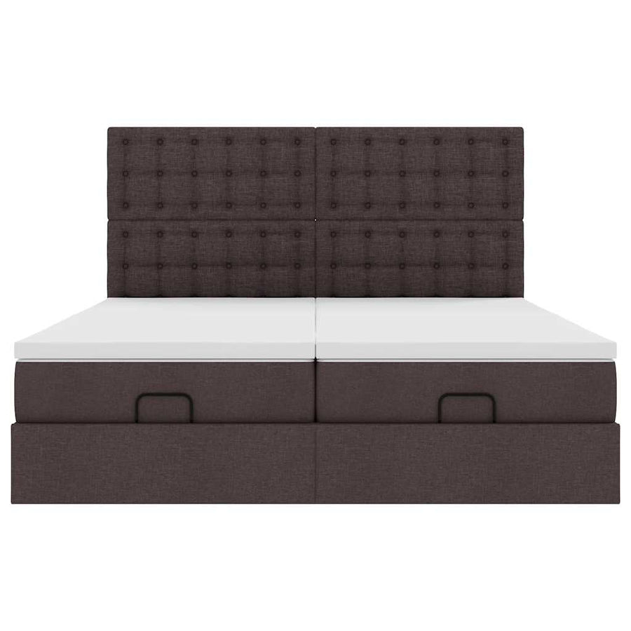 Ottoman bed met matrassen en LED's 180x200cm stof donkerbruin