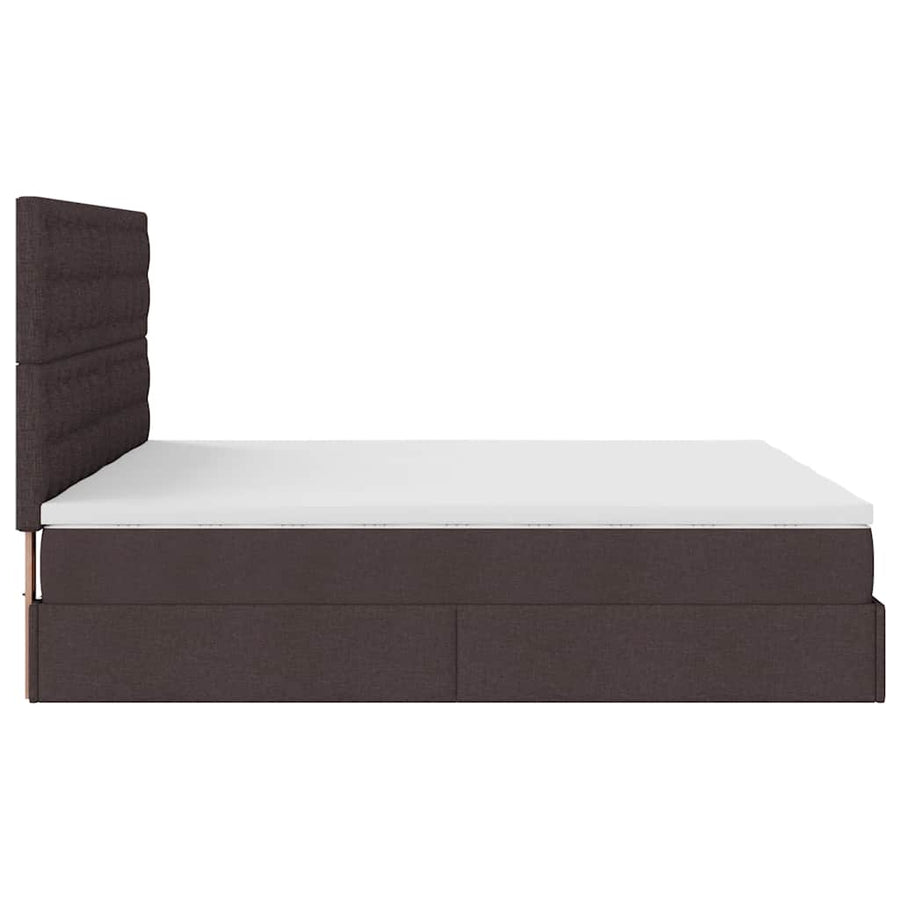 Ottoman bed met matrassen en LED's 180x200cm stof donkerbruin