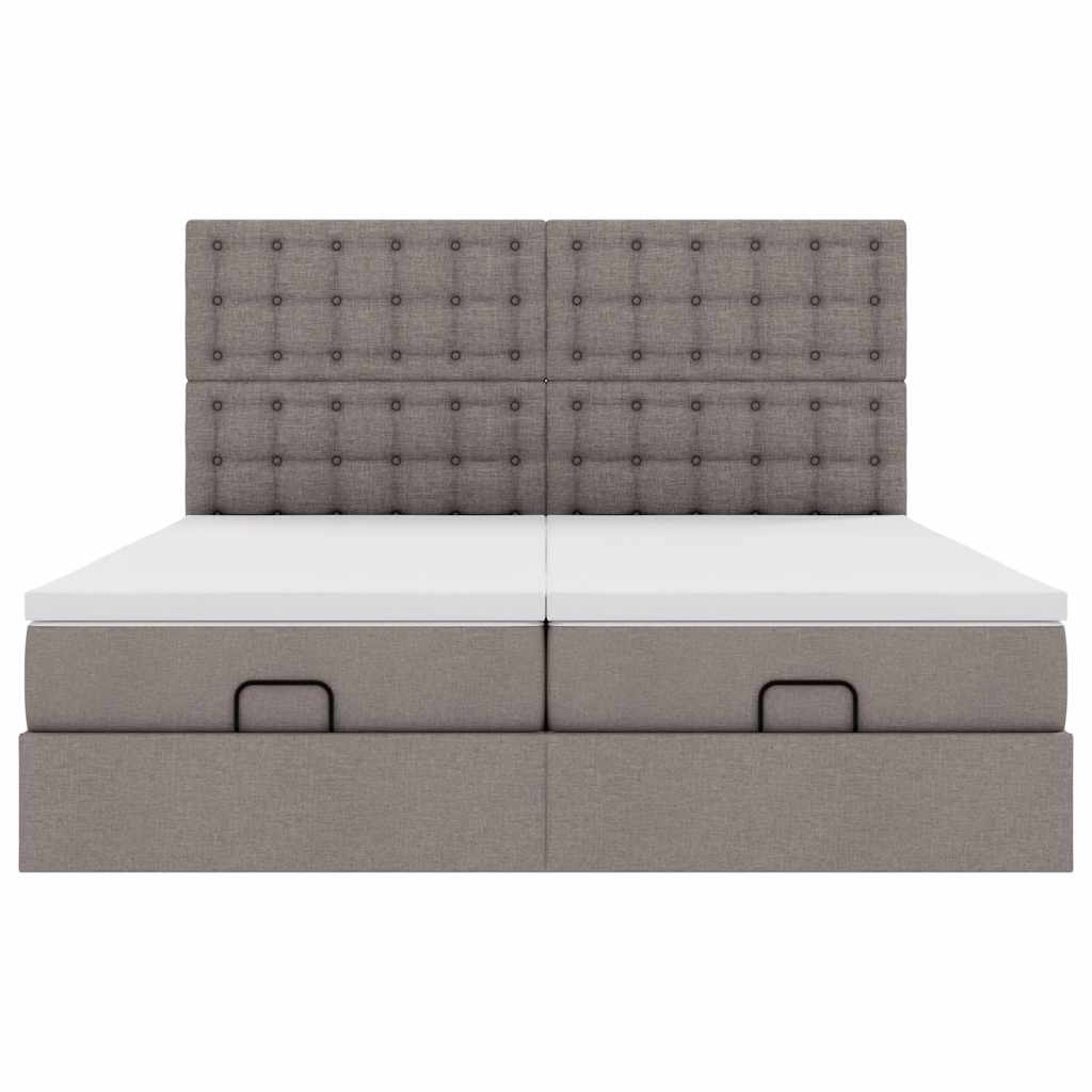 Ottoman bed met matrassen en LED's 180x200cm stof taupe