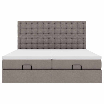 Ottoman bed met matrassen en LED's 180x200cm stof taupe