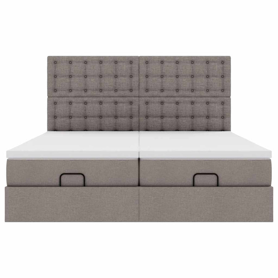 Ottoman bed met matrassen en LED's 180x200cm stof taupe