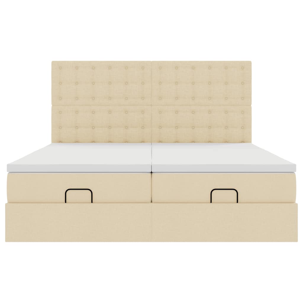Ottoman bed met matrassen en LED's 180x200cm stof crèmekleurig