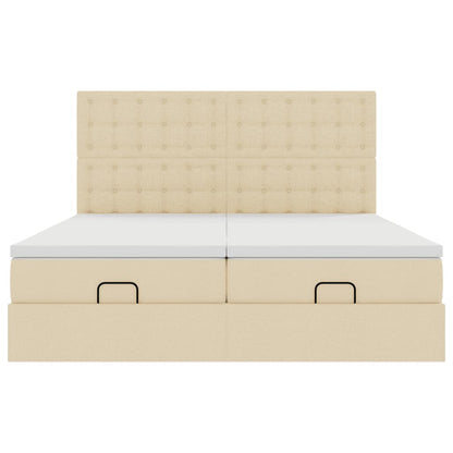 Ottoman bed met matrassen en LED's 180x200cm stof crèmekleurig