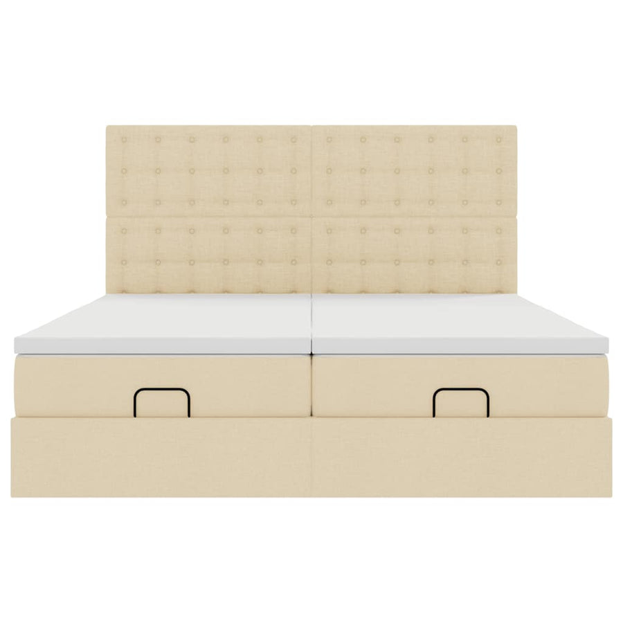 Ottoman bed met matrassen en LED's 180x200cm stof crèmekleurig