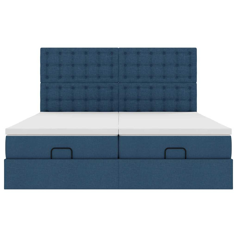 Ottoman bed met matrassen en LED's 180x200cm stof blauw