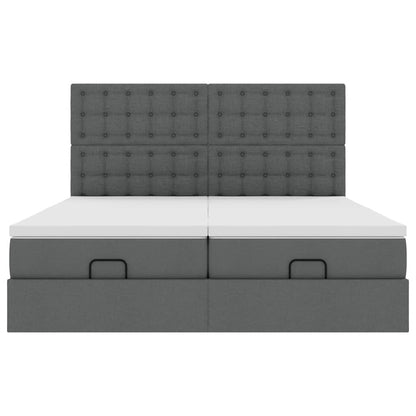 Ottoman bed met matrassen en LED's 200x200cm stof donkergrijs