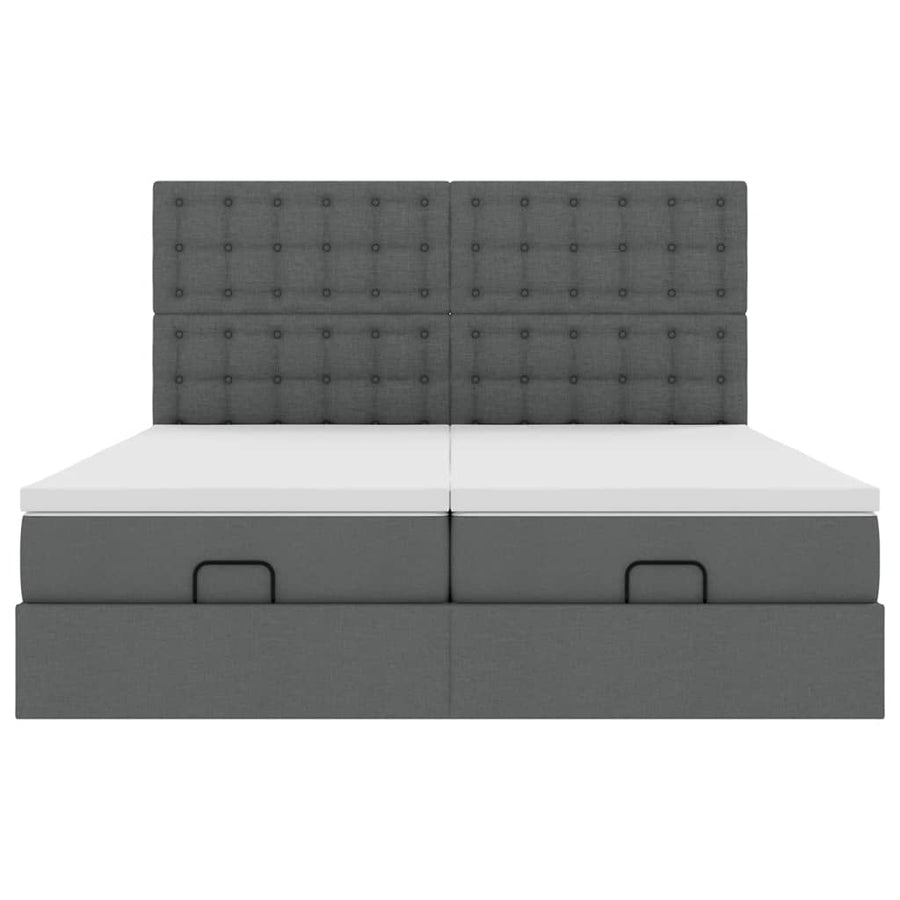 Ottoman bed met matrassen en LED's 200x200cm stof donkergrijs